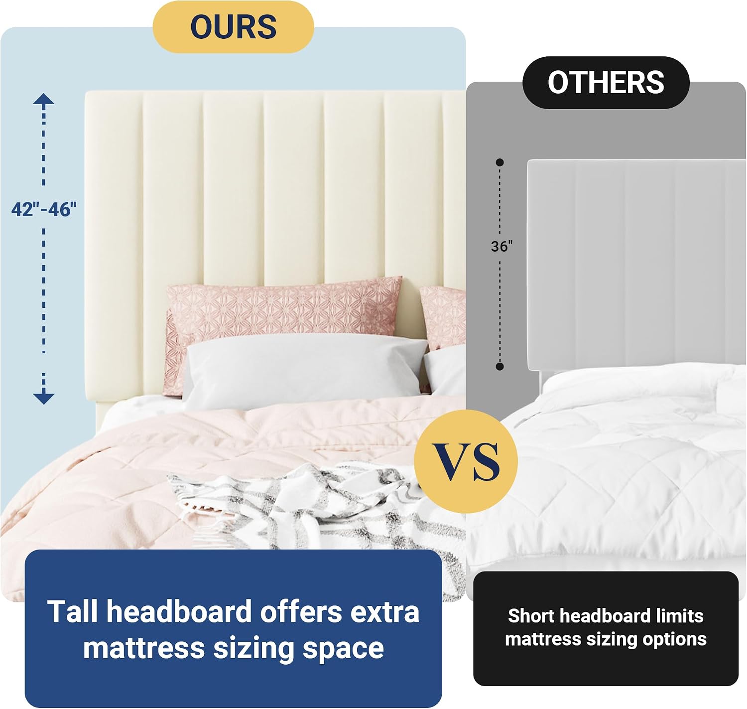 Allewie Queen Size Storage Bed Frame, Vertical Channel Tufted Adjustable Headboard, Velvet Upholstered Platform Bed with 4 Oversized Underbed Drawers, Wooden Slats Support, No Box Spring Needed, Cream
