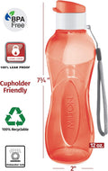 MILTON Water Bottle Kids Reusable Leakproof 12 Oz Plastic Wide Mouth Large Big Drink Bottle BPA & Leak Free with Handle Strap Carrier for Cycling Camping Hiking Gym Yoga