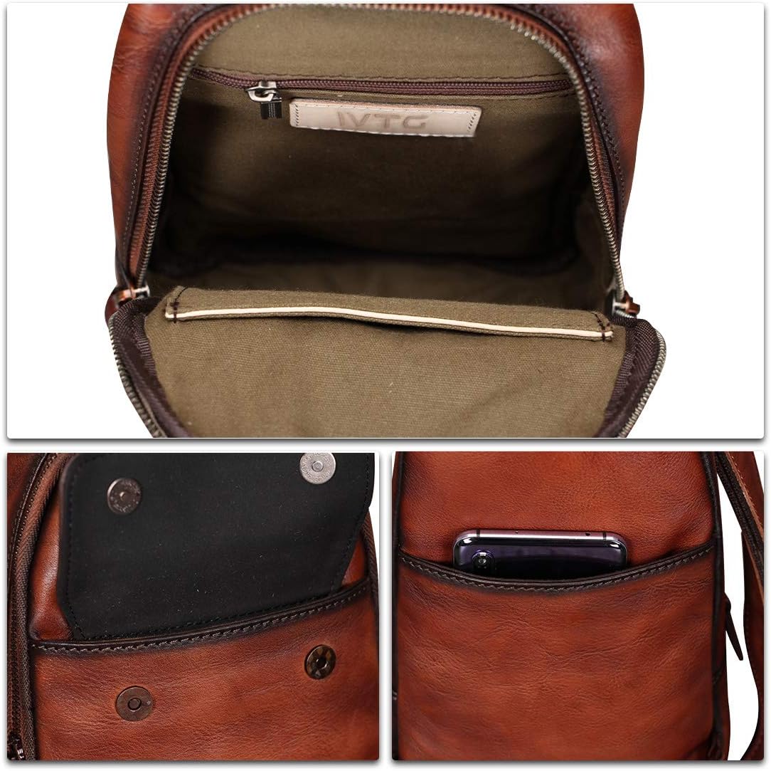 Genuine Leather Sling Bag - Vintage Sling Backpack for Men & Women - Fashion Shoulder & Crossbody Bag