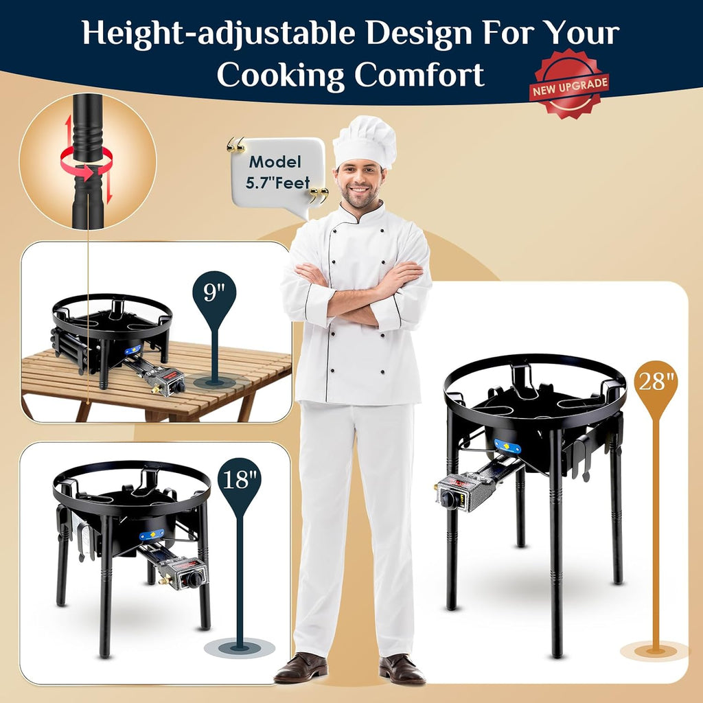 23' Concave Comal w/50,000BTU Propane Grill Burner Set, Discada disc Outdoor Cooker, Stainless Steel Griddle Fryer Cookware Set, Disco Para Cocinar, Tacos Stir Fry Wok, Paella Burner and Stand Set