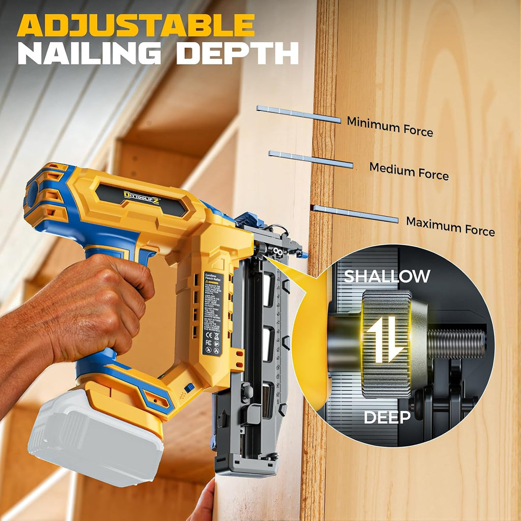 Cordless 16GA Finish Nailer Compatible with Dewalt Battery, 3/4 to 2-1/2 Inch Straight Power Motor Tool 20V,Tool-Free Adjustment, Dual Firing Modes Brad Nail Gun for Finish Work, Tool Only, 5.7LBS