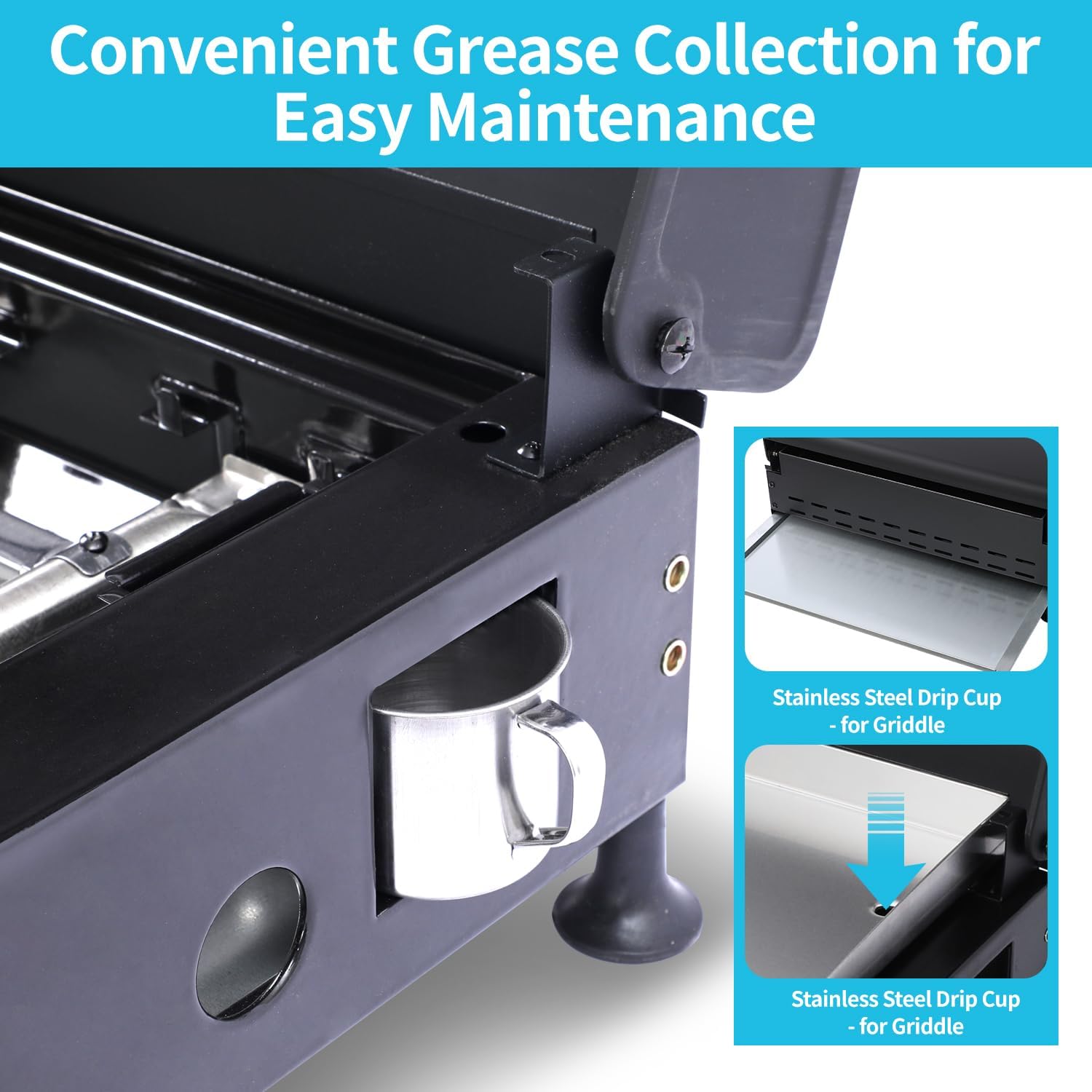 22' Flat Top Grill with Lid, 3 Burner Portable Gas Griddle for Outdoor, BBQ, Camping, Backyard & Tailgating Barbecue, 30,000 BTU Tabletop Propane Griddle 322 Sq. In.