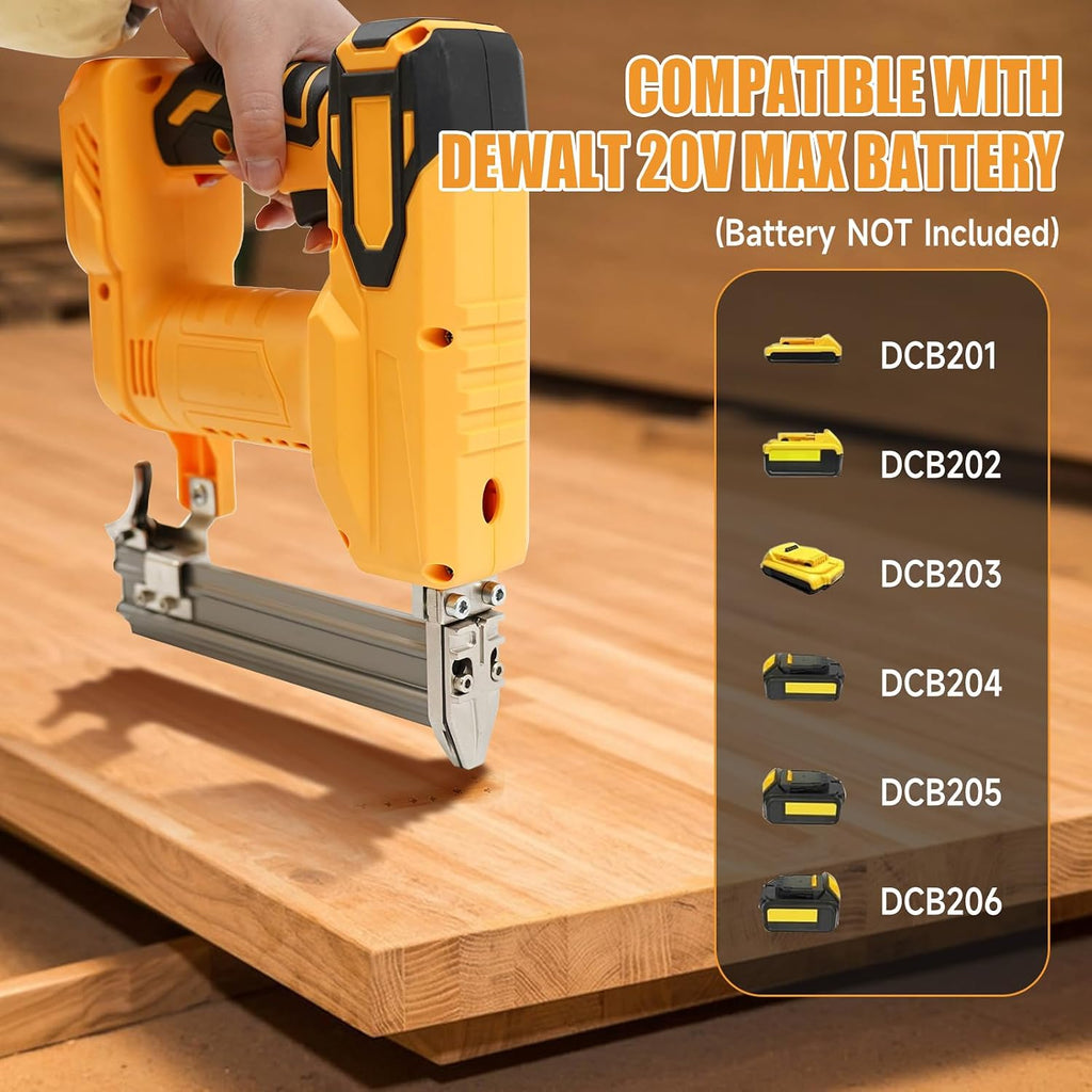 Cordless Brad Nailer Kit for DeWalt Batteries (No Battery), 2-in-1 Electric Brad Nailer/Stapler Gun with Safety Mechanism,Includes 1000 Straight Nails, 500 U Nails,Glasses for Wood Carpentry(Classic)