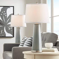 Color + Plus Leo 29 1/2' Tall Modern End Table Lamps Set of 2 Gauntlet Gray Finish Glass Fabric White Shade Living Room Bedroom Bedside Nightstand House Office Home Reading Kitchen Entryway Console