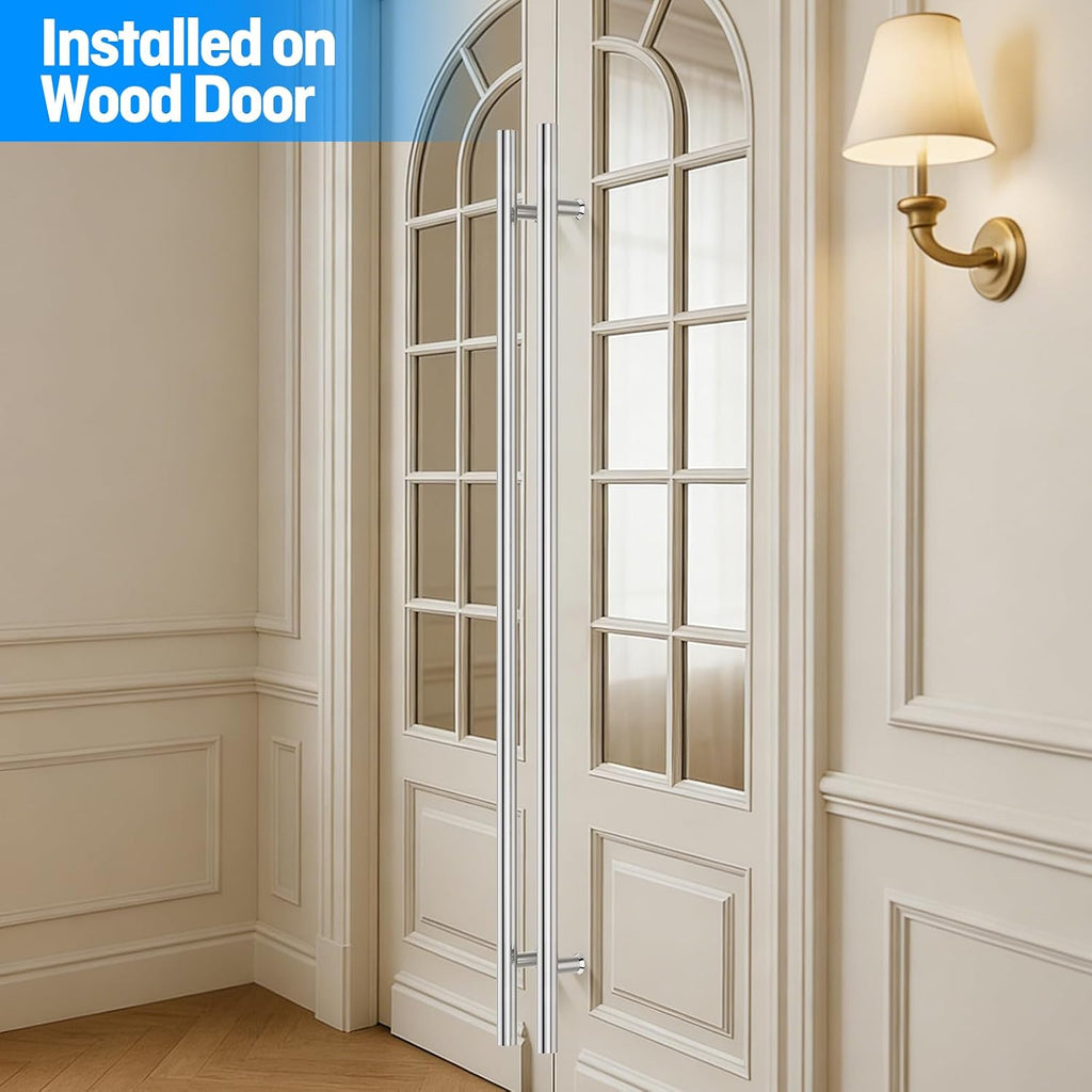 Ranbo Ladder Style 71' Large Push Pull Door Handle,Back to Back, 1500mm (59 1/16 inch) CTC, 304 Stainless Steel, Heavy Duty for Barn,Front,Entrance, Commercial,Glass Doors,Polished Chrome