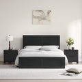 KISLOT 3 Pieces Bedroom Set, Full Size Wood Platform Bed Frame and 2 Nightstands, Storage Nightstand with Type-C Charging Port, Farmhouse Bedroom Furniture Set