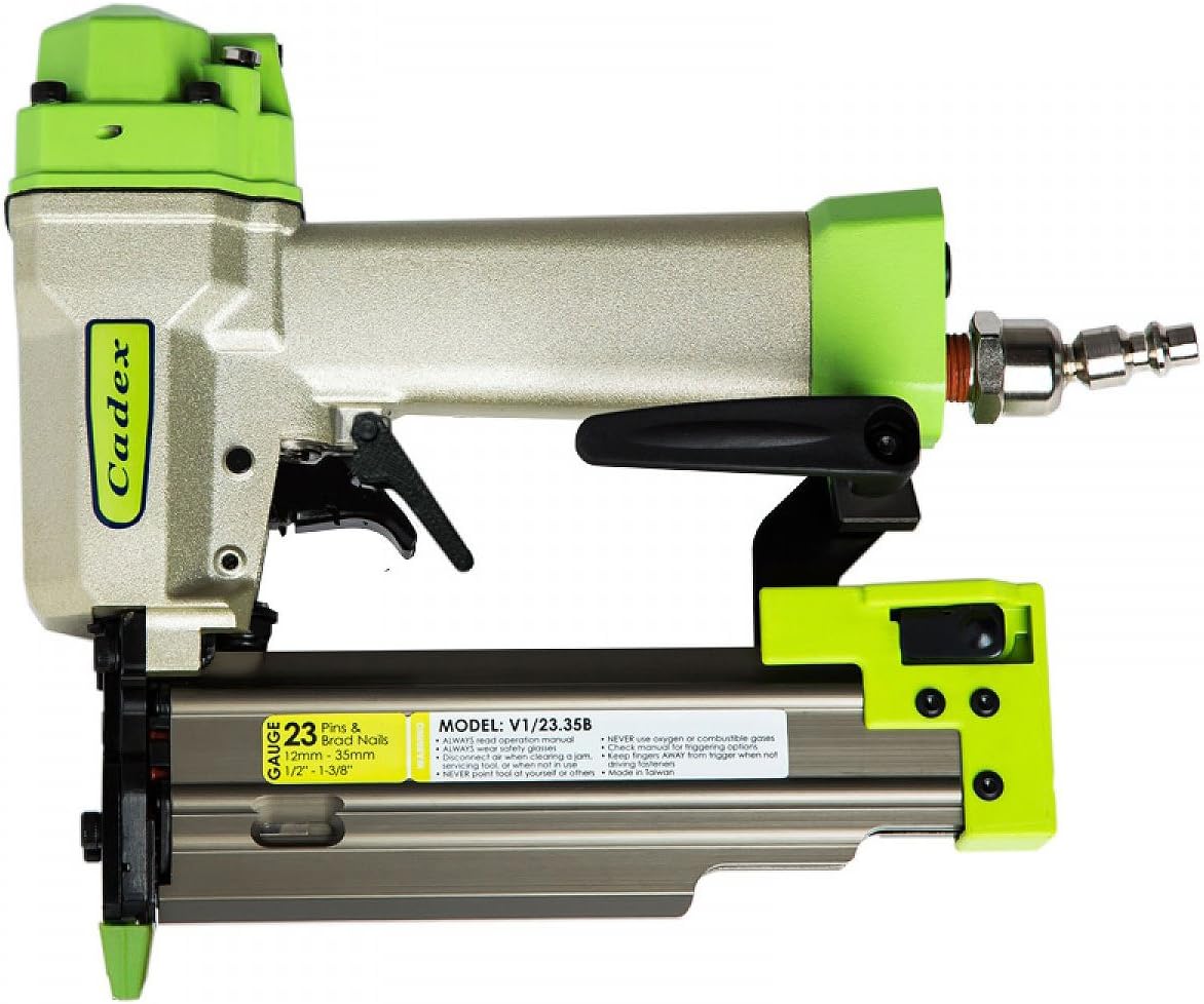 V1/23.35C-MB Cadex 23 gauge pin and brad nailer up to 35mm (1-3/8') with built in blow gun and reverse safety comes in Metaboxx stacking case.
