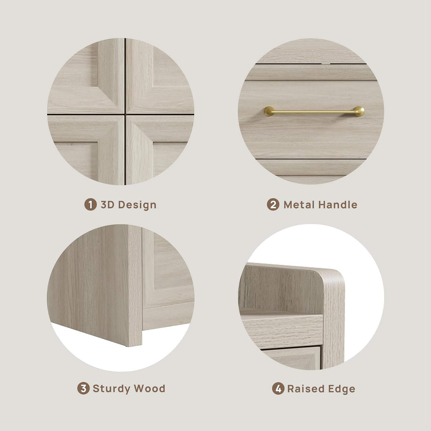 SICOTAS 6 Drawer Dresser for Bedroom-112.8' Extra-Wide Wooden Chest of Drawers with Large Storage, Long Dresser TV Stand with Drawers, Farmhouse Closet Dressers for Nursery, Grey White Oak, 2PCS