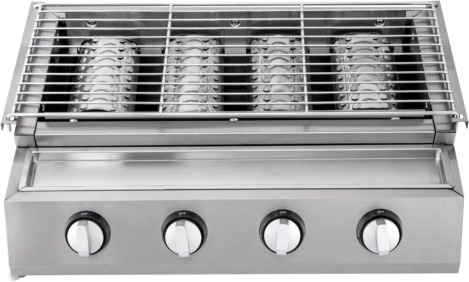 Commercial Gas Grill Smokeless Barbecue Grill, 4-Burner Outdoor & Indoor Barbecue Griddle, Portable Nonstick LPG Gas Yakitori Grill with Removable Grill Net for Restaurant, Picnic, Party