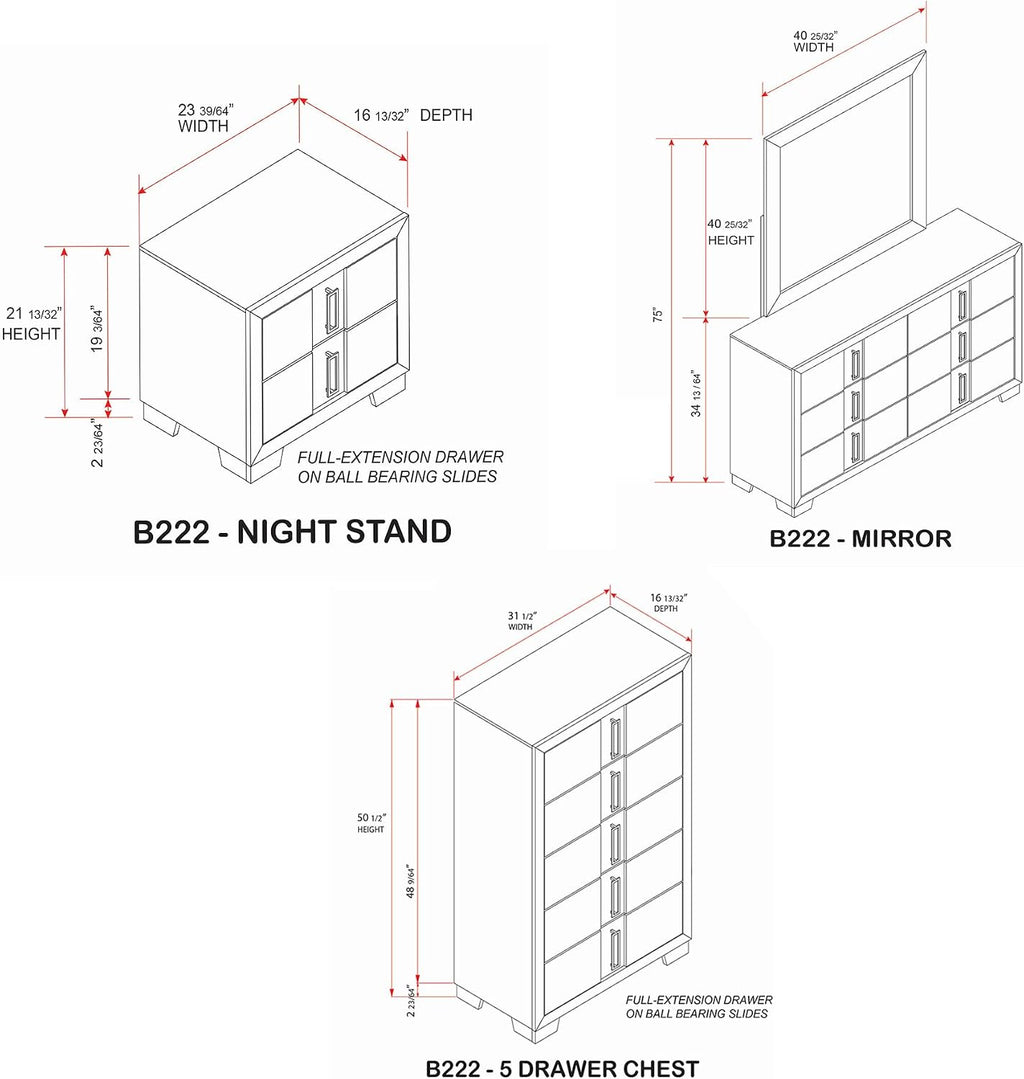 Kings Brand Furniture Dawson Modern 6-Piece King Size Farmhouse Style Bedroom Set in Light Brown Finish - Bed with LED Lights, Dresser, Mirror, Chest & 2 Nightstands