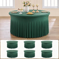 6 pk Hunter Green Round Spandex Tablecloths 60 in with Ruffled Skirt,Wrinkle Free High-Stretch 120 inch Table Cloth Round Fitted 5ft Tables,Spandex Table Covers 5ft for Forest Party Wedding Banquet
