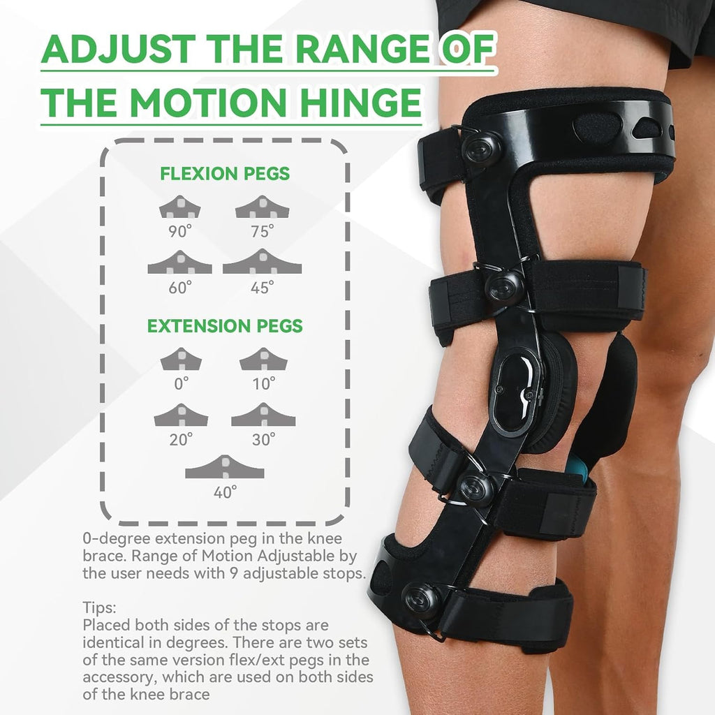Orthomen ACL Functional Knee Brace for MCL PCL Meniscus Ligament Sports Injuries, Relief from Knee Joint Pain with Side Stabilizer for Men & Women (XL/Right)
