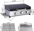 3-Burner Propane Gas Grill & Griddle Combo - 28680 BTU Tabletop Teppanyaki Grill with Cast Iron Surface & Enameled Body Portable Outdoor Cookstation for Camping Tailgating Barbecue