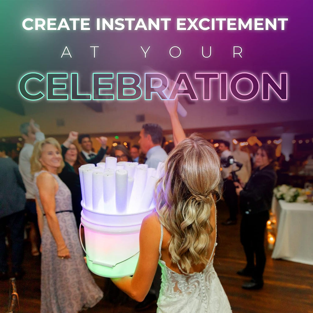100 Orange Foam Glow Sticks - 16' Light Up Sticks for Wedding, Parties & Dancing