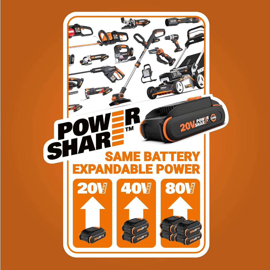 Worx Nitro 20V 16GA Finish Nailer Cordless 70 Nails/Min Sinks Up to 2-1/2', Compact Cordless Nail Gun w/Tool-Free Jam Release, Brushless Nail Gun Battery Powered WX841L – Battery & Charger Included
