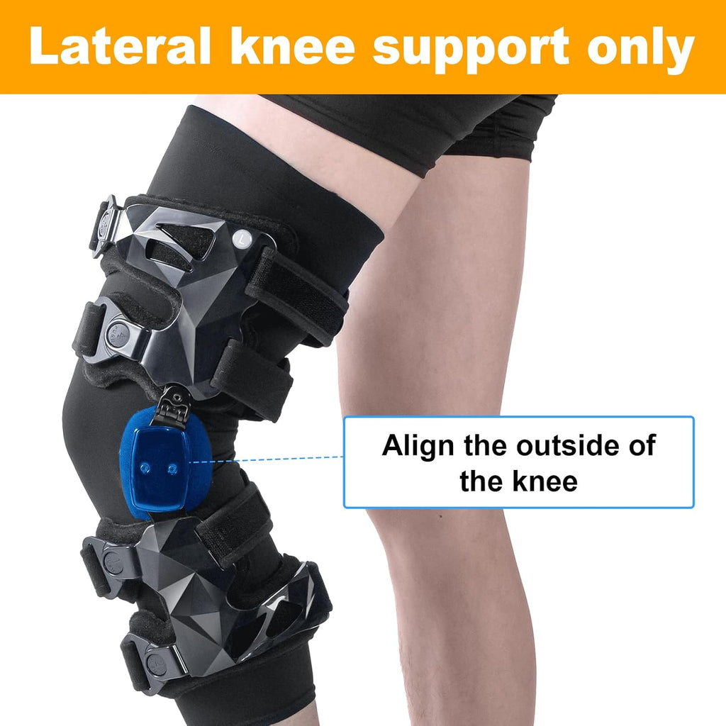 OA Unloader Knee Brace with Sleeves and Anti-Strap for Osteoarthritis, Load Rheumatoid Arthritis, Bone on Bone Offloader, Cartilage Repair, Degeneration, Lateral knee Brace Lattice Black L