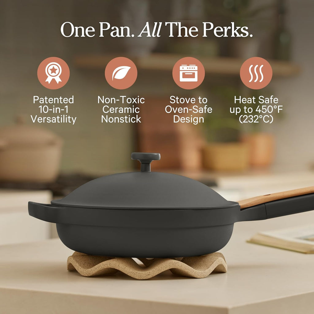 Our Place Always Pan 2.0 | 10.5' Ceramic Pan with Modular Lid, Steamer Basket & Spatula | Patented 10-in-1 Nonstick, Non-Toxic Cookware Made Without PFAS | Induction & Oven-Safe up to 450°F | Char