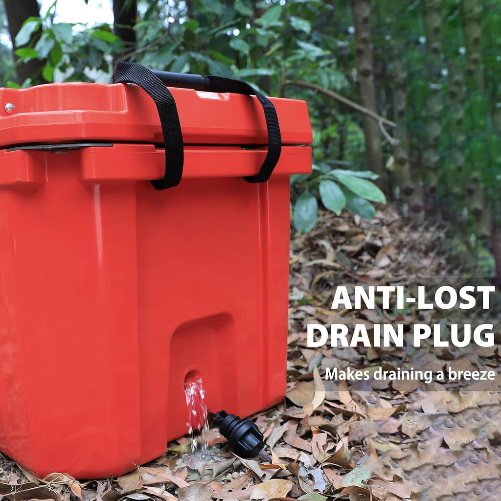 Hard Cooler, Insulated Ice Chest Box Holds Ice for More Days, Portable Cooler with Handle, Cup Holders, Double Latches for Camping Drink, Beach, Picnic, Fishing, Boat, Barbecue