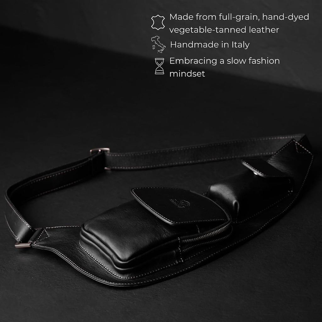 Time Resistance Leather Sling Bag - Crossbody Bag - Messenger Bag for Men and Women - Handmade Shoulder Bag Backpack