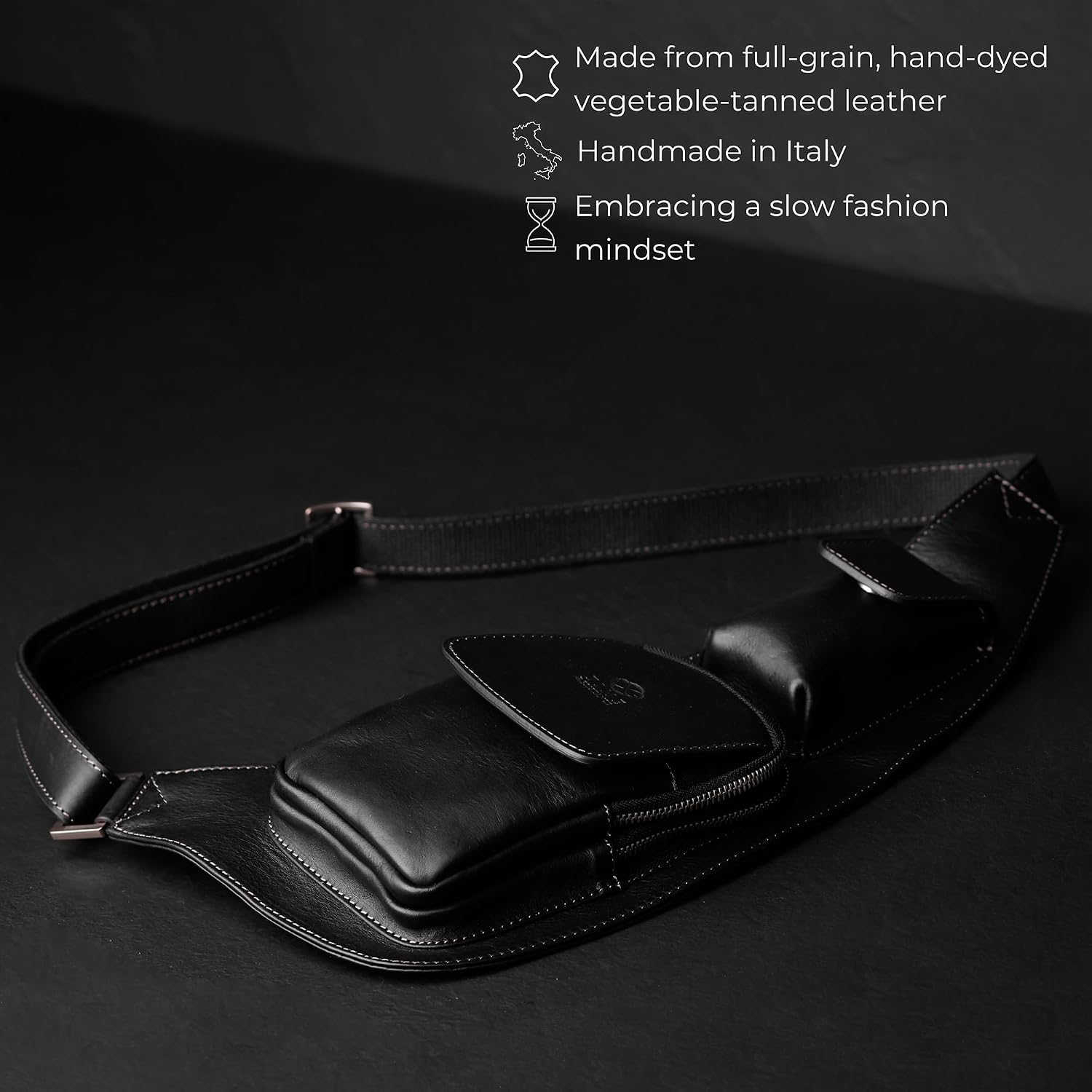 Time Resistance Leather Sling Bag - Crossbody Bag - Messenger Bag for Men and Women - Handmade Shoulder Bag Backpack