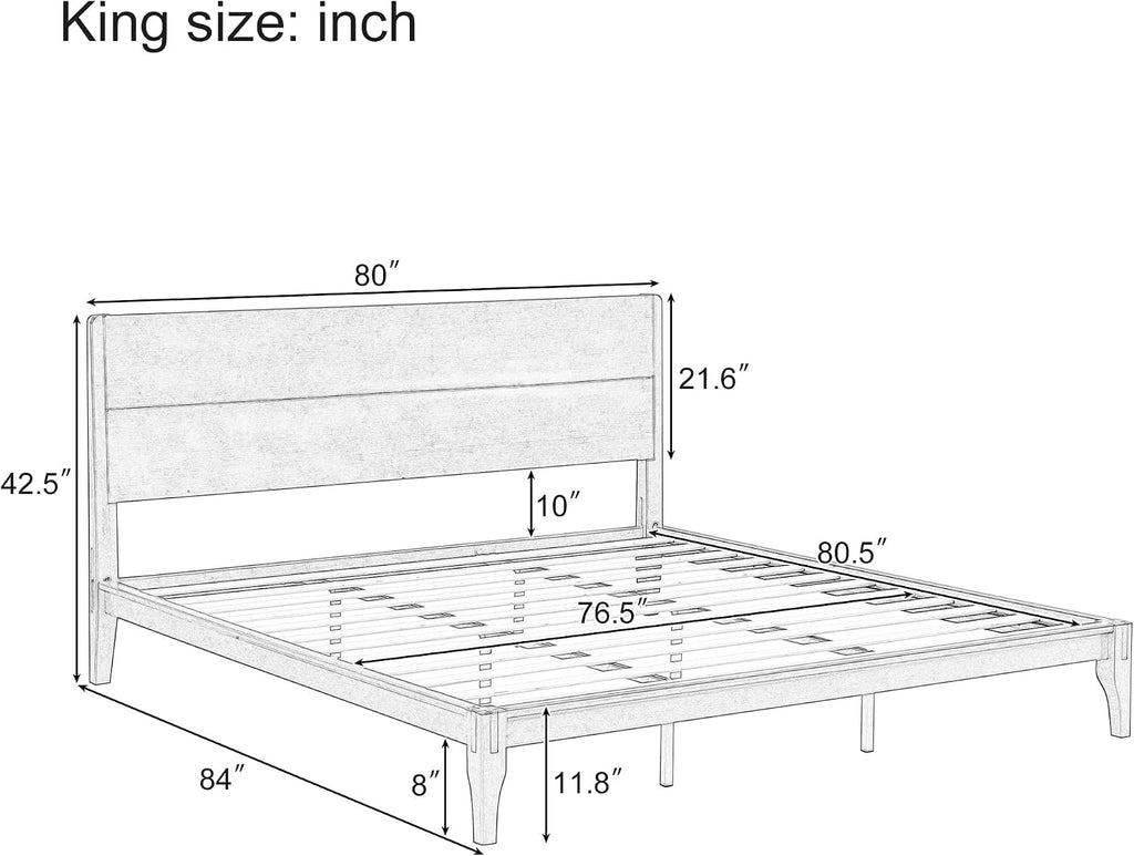 Merax 3 Pieces Bamboo Bedroom Sets, Mid-Century Modern King Size Platform Bed with Tall Headboard, Storage Drawer Night Stands Set, Wood Slats Support, No Box Spring Needed, Easy Assembly, Natural
