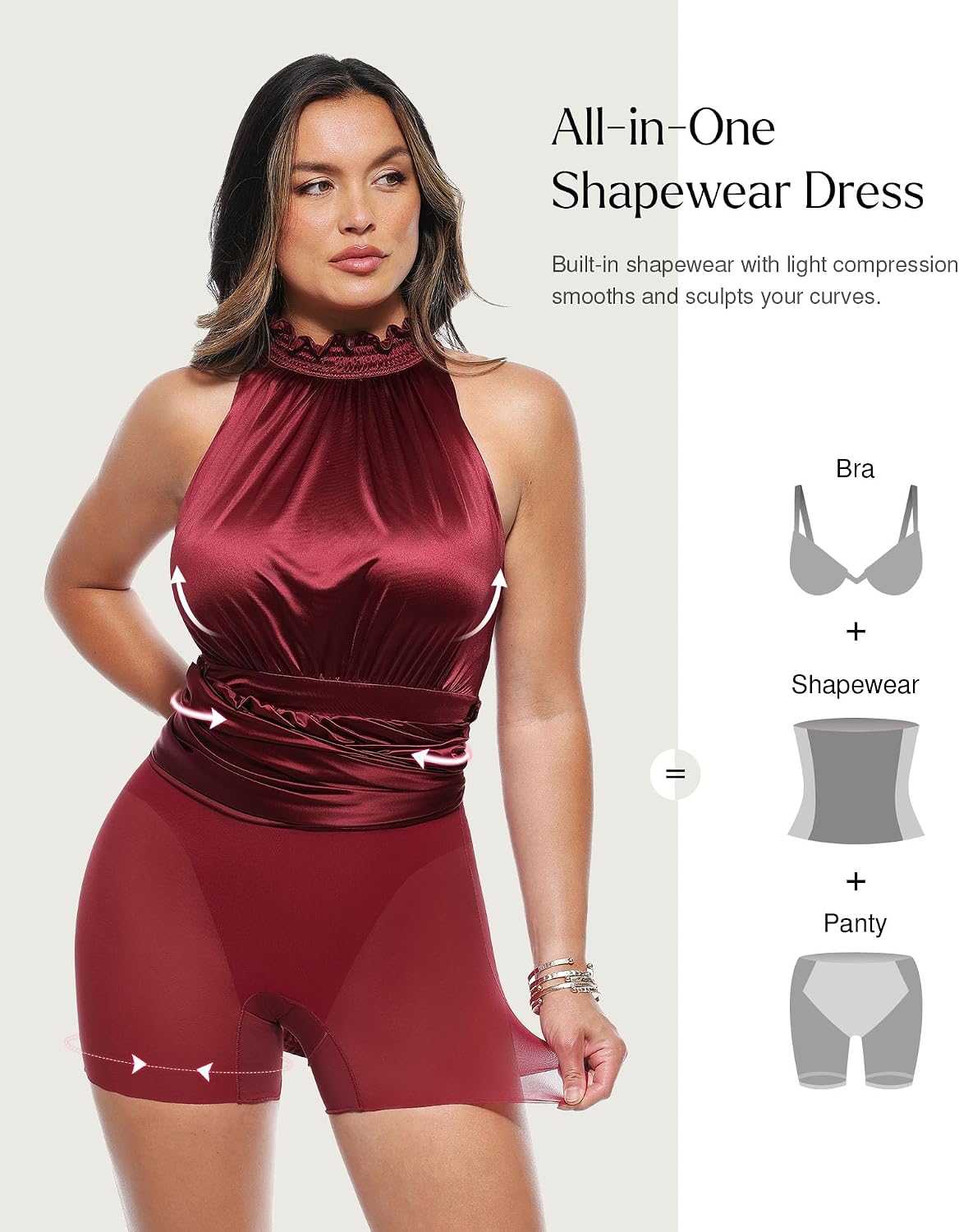 Popilush Wedding Guest Dress Formal Dresses for Women Shapewear Bodycon Fall Long Halter Cocktail Maxi Dress