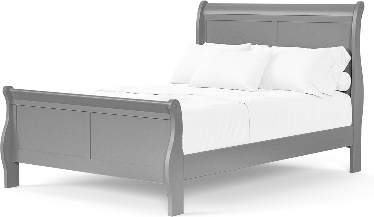 Furniture of America Louis Philippe Traditional Solid Wood 3 Piece Bedroom Set, Bed Frame and Nightstands Set of 2, Sleigh Design Bedframe with Headboard and Footboard, Box Spring Needed, Full, Gray