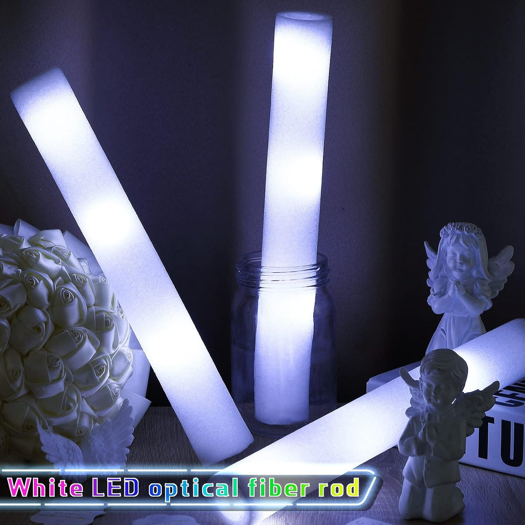 Liliful 150 Pcs LED Foam Sticks Bulk White Light up Sticks Flashing Glow Baton Wands Themed Party Set, Glow in the Dark Party Supplies for Wedding, Raves,Concert,Birthday,Sporting Events
