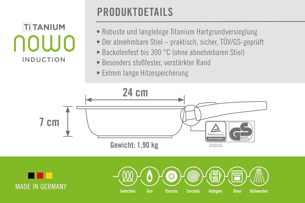 Woll Induction Line Professional Non Stick Cast Aluminium 24 cm Saute/Deep Frying Pan, 2.5 Litre