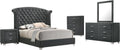 Coaster Home Furnishings Melody Modern Classic 5-Piece Bedroom Set Velvet Upholstered Queen Size Wingback Bed Frame 66-inch Headboard Grey 223381Q-S5