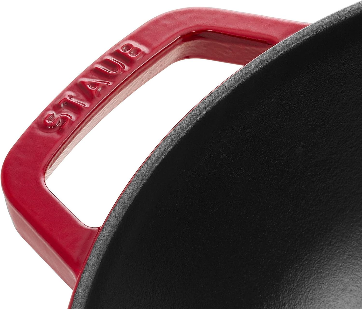 STAUB Cast Iron Perfect Pan, Wok, 4.5-quart, serves 4-5, Made in France, Cherry