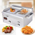 Xuthusman Commercial Stainless Steel Double Burner Gas Propane Tabletop Griddle and Deep Fryer Combo