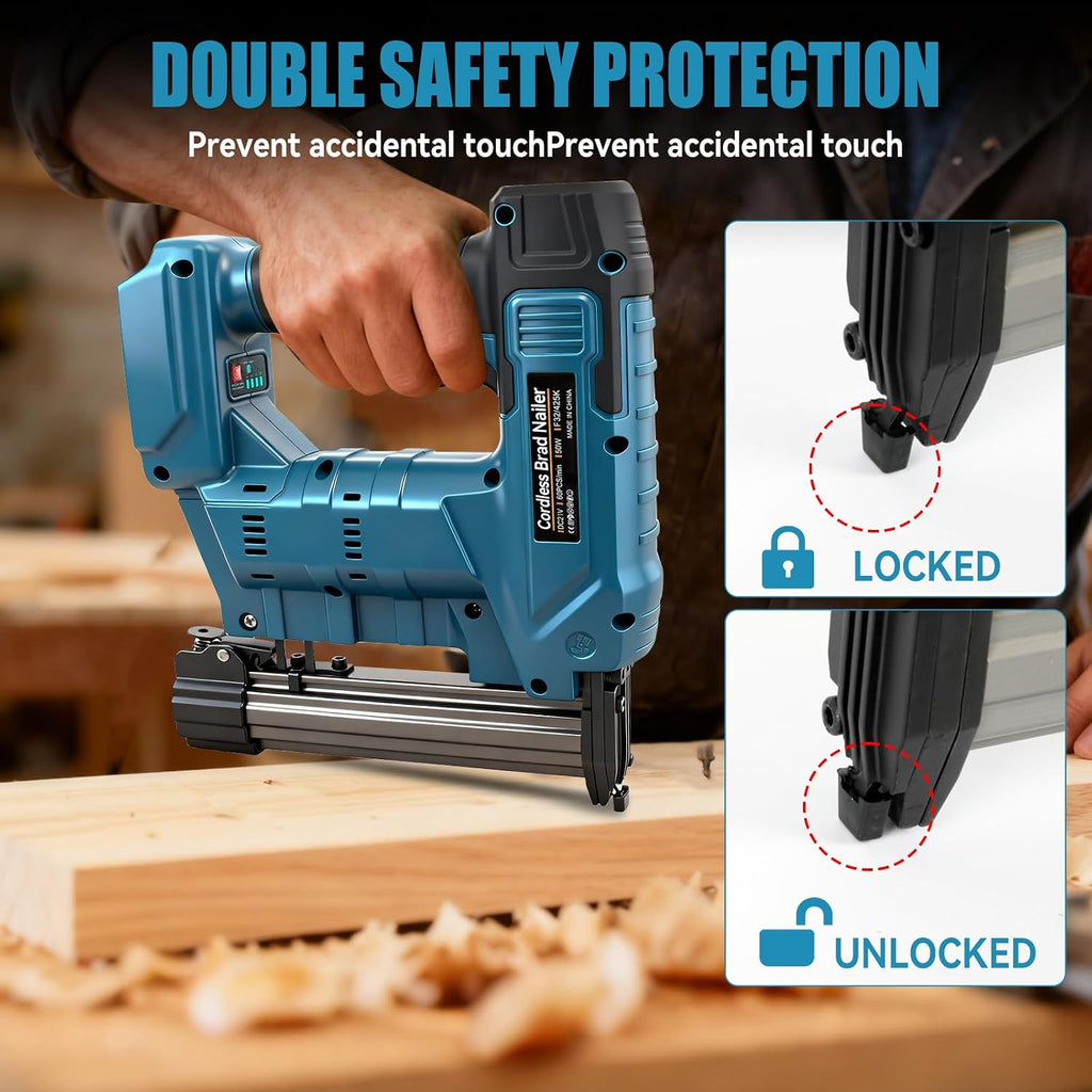 Upgraded Brushless 18GA Cordless Brad Nailer & Stapler,2-in-1 Electric Nail Gun for Ma-Kita 18V Batteries (Tool Only), 2 Firing Modes, Tool-Free Jam Release, Includes 2000 Fasteners