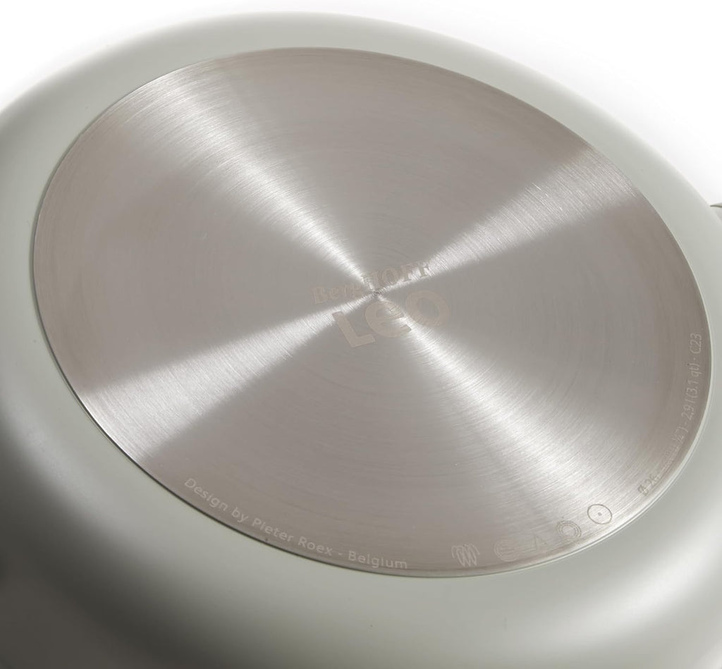 Berghoff Balance Non-stick Ceramic Sauté Pan 10.25', 3.1qt. with Glass Lid, Recycled Aluminum, CeraGreen Non-toxic Coating, Stay-cool Handle, Induction Pan, Moonmist