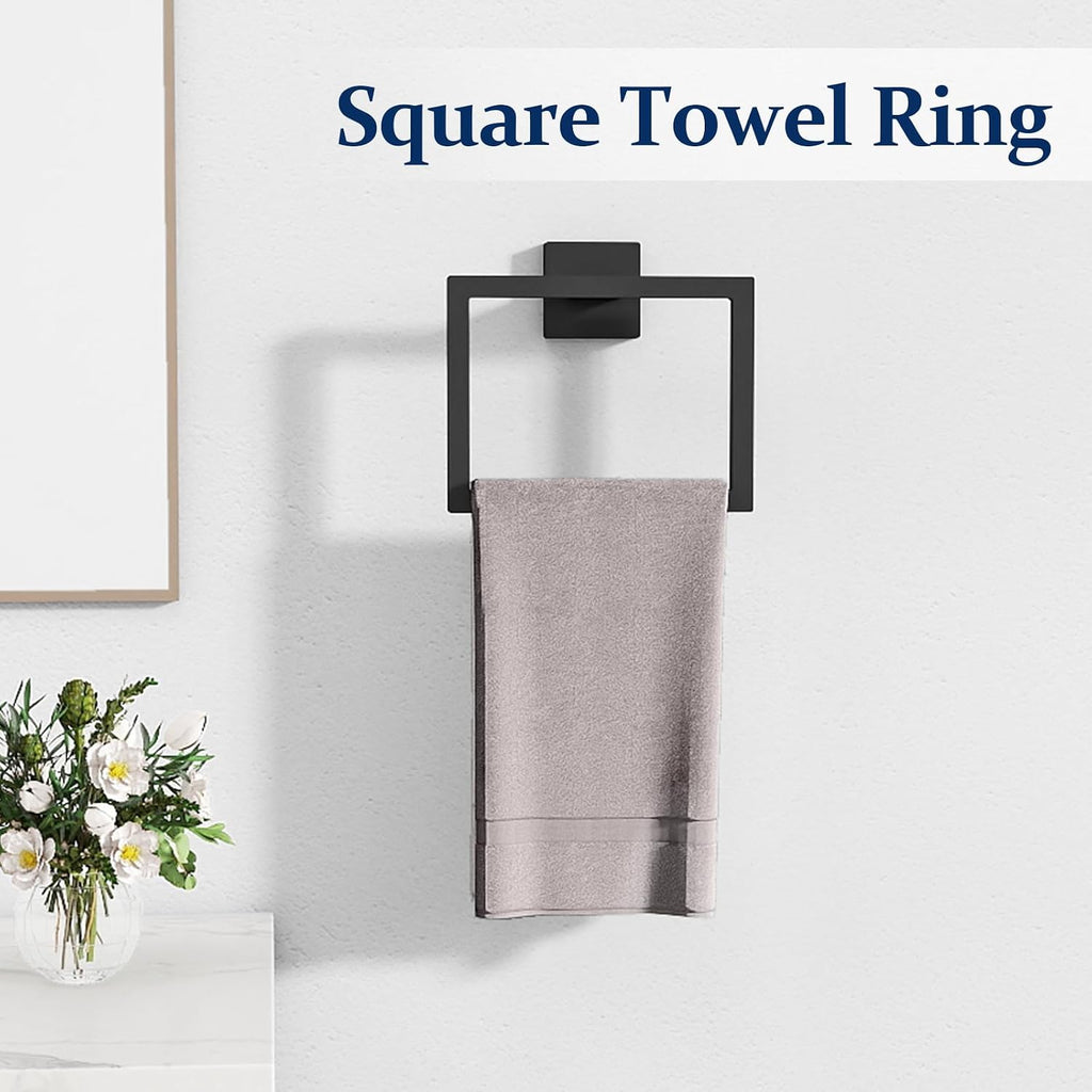 STWWO 20-Pieces Matte Black Bathroom Hardware Set, 24 Inch Bath Towel Bar Set, Stainless Steel Towel Racks for Bathroom Wall Mounted