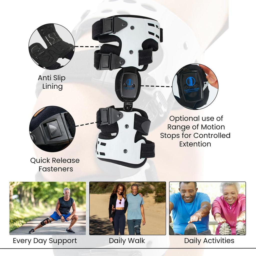 Comfyorthopedic OA Unloader Knee Brace Support for Osteoarthritis, Bone on Bone Arthritis Knee Joint Pain Cartilage Relief, Medial /Inside Plus Size Offloader L1851/L1843 Fits Up to 32in Thigh Circumference