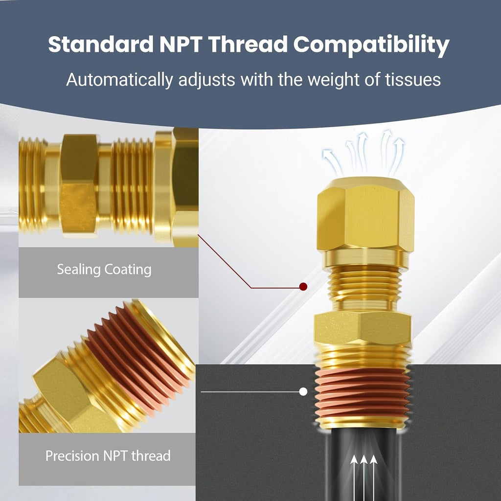 38PCS DOT Air Brake Line Fittings Kit – Brass Push to Connect & NPT Assortment, 1/4' 3/8' 1/2' 5/8' Quick Connect Air Hose Repair Kit for Semi Truck, Tractor, Trailer & Industrial Air Systems