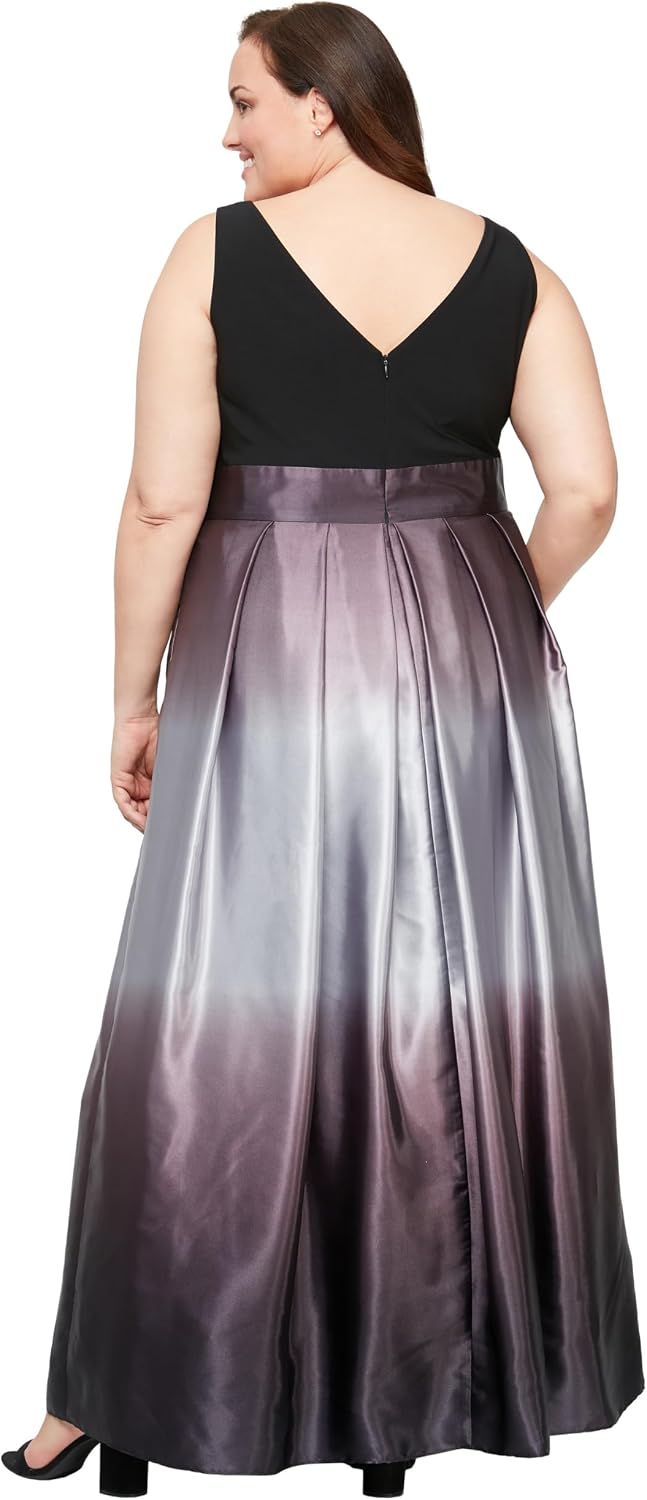 S.L. Fashions Womens Plus Size Sleeveless Long Satin Mother of The Bride Dress with Pockets, Formal Party Gown