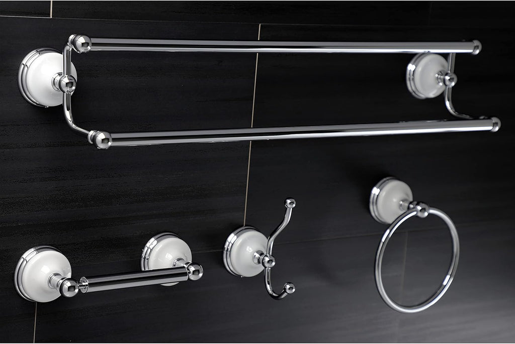 Kingston Brass BAK1113478C Victorian 4-Piece 24-Inch Dual Towel Bar Bathroom Accessory Set in Polished Chrome