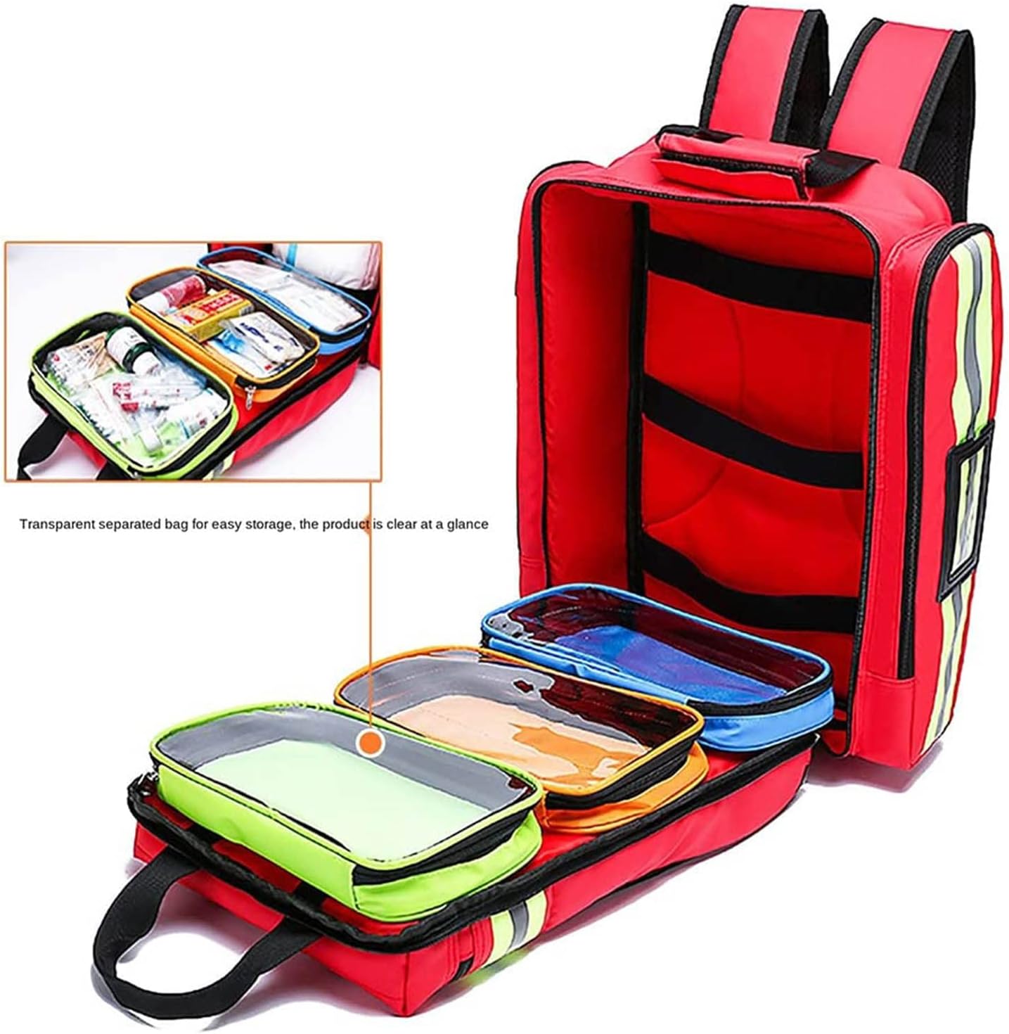 Empty First Aid Bag, Safety Haversack, Medication Storage Portable Travel Medical Supplies Cosmetic Organizer Emergency Pill Medicine Tote Outdoor Sport
