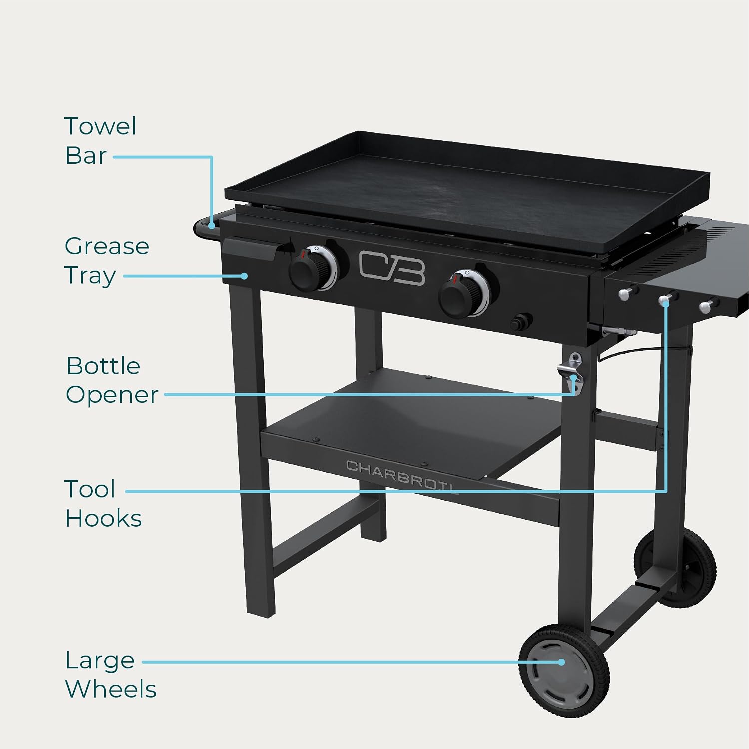 Charbroil 28' Performance Series 2-Burner Propane Gas Griddle with Cart, Black - 463459924