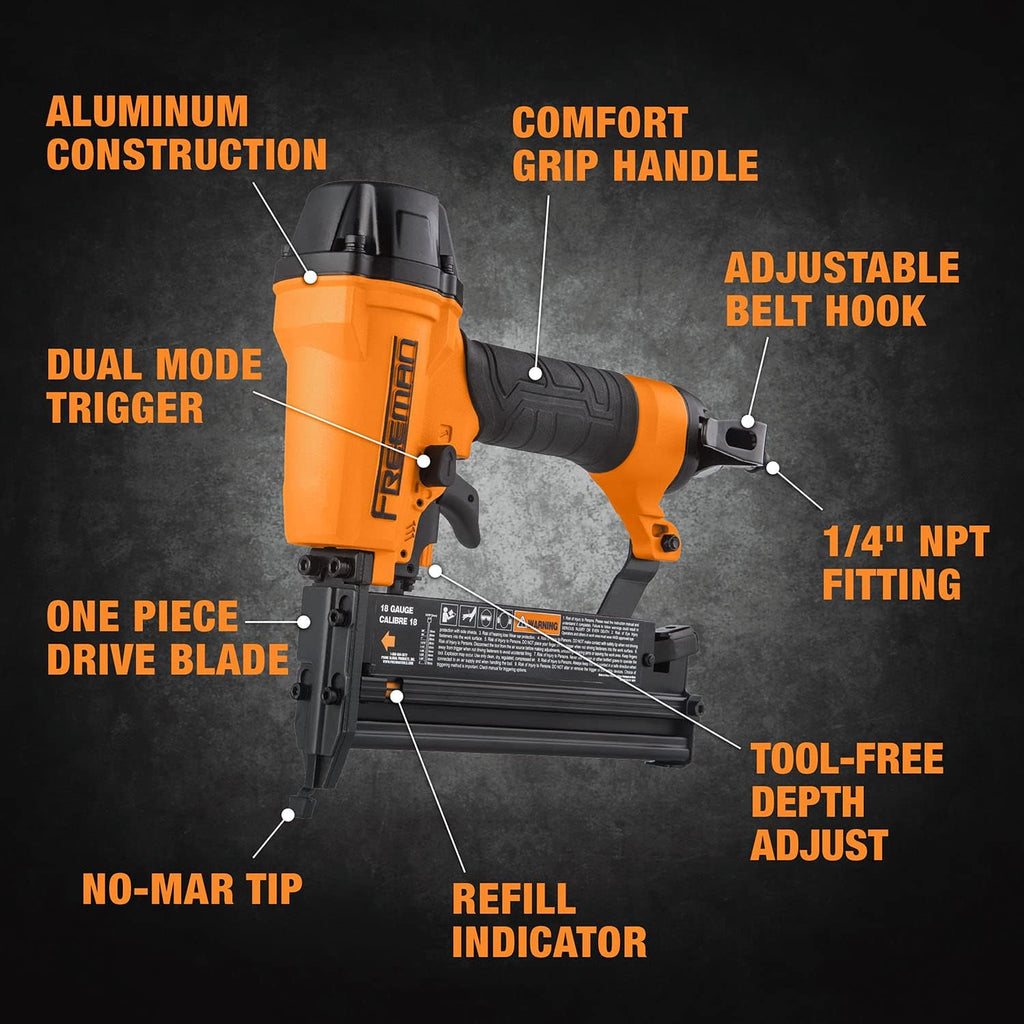 Freeman G2XL31 2nd Generation Pneumatic 3-in-1 16 and 18 Gauge 2' Finish Nailer/Stapler with Adjustable Metal Belt Hook and 1/4' NPT Air Connector