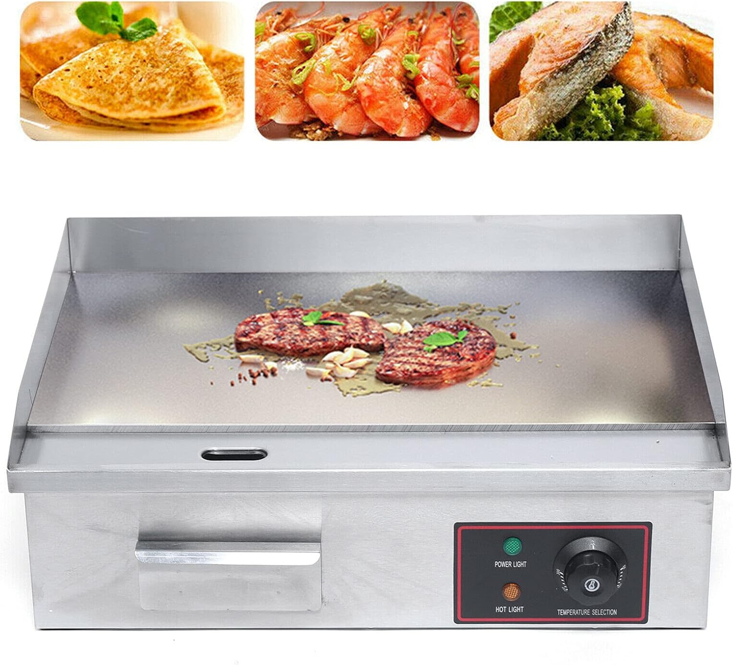 TFCFL Electric Countertop Flat Top Griddle,3KW Commercial Grill Griddle Stove with Adjustable Temperature Control£¬Stainless Steel Teppanyaki Gril for Kitchen