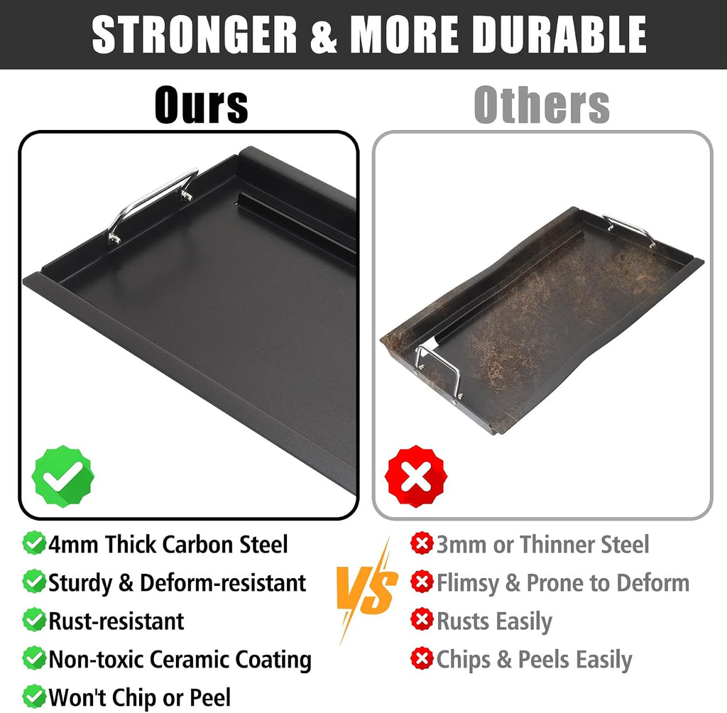SafBbcue Full Size Griddle Inserts for Dyna Glo Grill Replacment Parts DGF510SSP DGF510SBP Flat Top Griddle for Backyard Grill Parts BY13-101-001-13 BY14-101-001-04, Carbon Steel