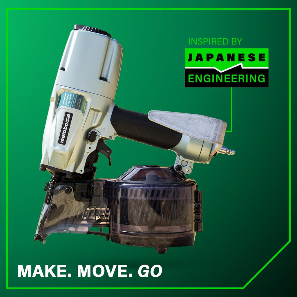 Metabo HPT Siding/Light Framing Coil Nailer, Pro-Preferred Pneumatic Power Nailers for Versatile Siding and Framing Tasks, Tool For 16° Wire 1-3/4'-3' and 15° Plastic to 1-3/4' - 2/14' Nails, NV75A5