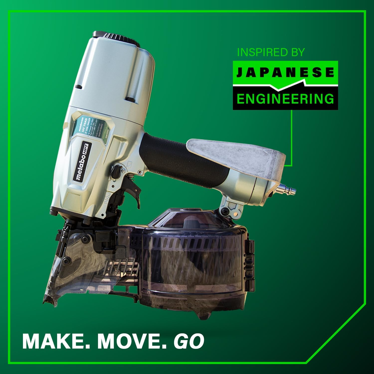 Metabo HPT Siding/Light Framing Coil Nailer, Pro-Preferred Pneumatic Power Nailers for Versatile Siding and Framing Tasks, Tool For 16° Wire 1-3/4'-3' and 15° Plastic to 1-3/4' - 2/14' Nails, NV75A5