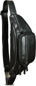 Genuine Leather Fanny Packs for Women and Men Waist Bag Vintage Hip Bum Bag Over Shoulder Crossbody Sling Bag (Black)