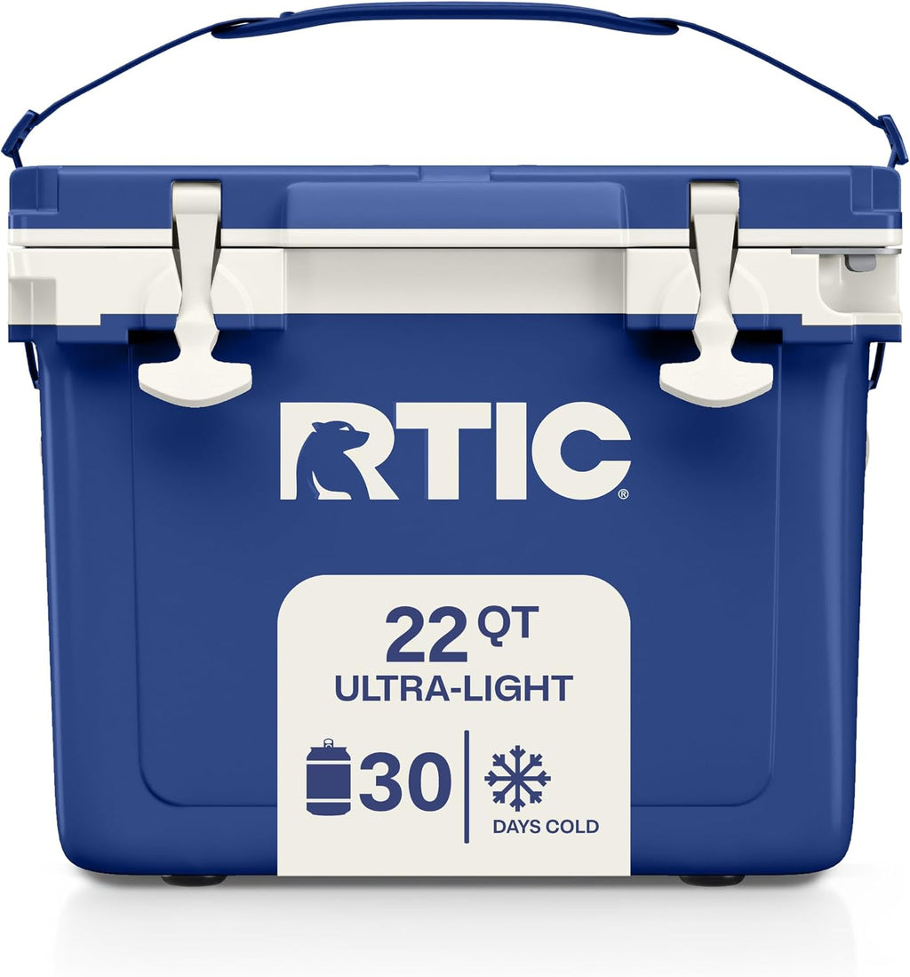 RTIC Ultra-Light Hard Cooler Insulated Portable Ice Chest Box for Drink, Beverage, Beach, Camping, Picnic, Fishing, Boat, Barbecue, 30% Lighter Than Rotomolded Coolers