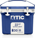 RTIC Ultra-Light Hard Cooler Insulated Portable Ice Chest Box for Drink, Beverage, Beach, Camping, Picnic, Fishing, Boat, Barbecue, 30% Lighter Than Rotomolded Coolers