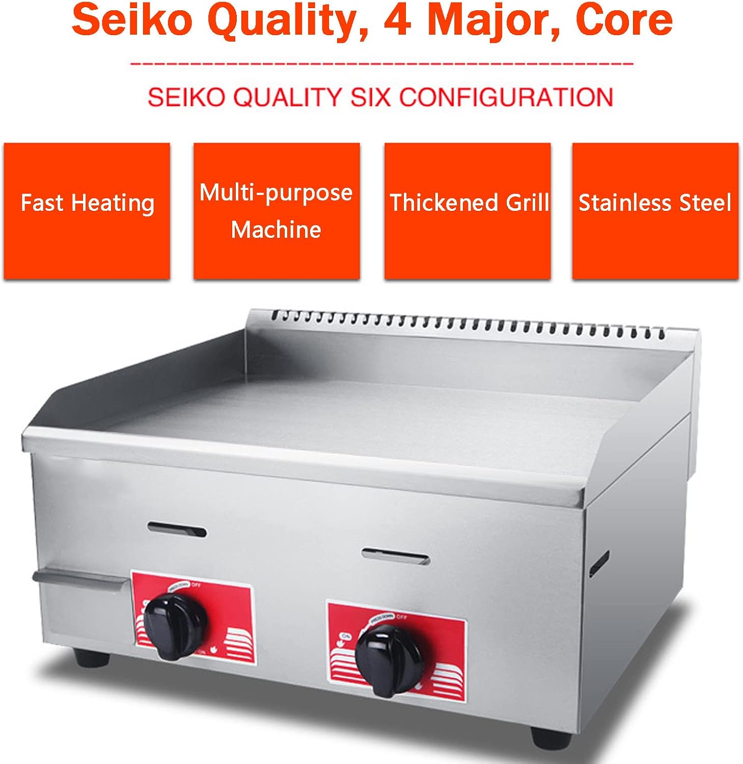 Stainless Steel Gas Burner Tabletop Gas BBQ, Portable Table Ttop Grill, Large Non-Stick Steel Griddle, Teppanyaki Cooking Plate, for Outdoor Catering, Easily Transported,718A (718)